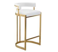 Taburetes de bar, sillas de bar de cuero sintético, taburete alto con respaldo ergonómico y almohadillas antideslizantes, taburete de cocina moderno y estable, capacidad de 250 kg(White,65cm/25.6")