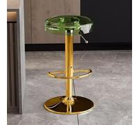 Taburetes de barra acrílico giratorios transparentes Toturos de barra de altura ajustable para el comedor de la cocina Sillas de barra de altura para pub Café 360 ° Rotación (verde+oro 34 62 82 cm)