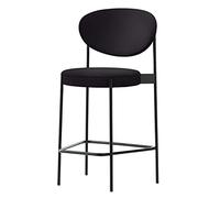 Taburetes de barra redonda de terciopelo con patas de metal black de respaldo taburete alto para la cocina de desayuno de la cocina silla de comedor de 65 cm de altura color negro. empresa Thriving