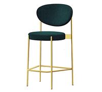 Taburetes de barra redonda de terciopelo con patas de metal de black metal trasero Desayuno de la cocina Toturos de barras Altas taburete de comedor de 65 cm de altura Green + Gold Legs Enterprise
