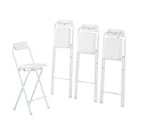 Taburetes de cocina altos plegables con respaldo y reposapiés, ajustables de 50 a 80 cm, ligeros y versátiles para comedor, cafetería y cocina (blanco, 55 cm)