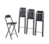 Taburetes de cocina altos plegables con respaldo y reposapiés, alturas ajustables de 50 a 80 cm, asientos ligeros y versátiles para dormitorio, cafetería, cocina, color negro