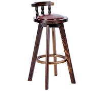 Taburetes de Isla Giratorios de 360° con Patas de Madera Maciza, Taburetes Altos de Altura de Mostrador con Respaldo, Fácil Montaje, Gran Capacidad de Carga, para Cafetería(Brown)