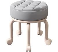 Taburetes enrollables, taburetes bajos con ruedas, taburetes pequeños pequeños, taburetes bajos en rodillos con ruedas giratorias de 360 °, silla de taburetes de asiento de cuero para la oficina