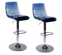 Taburetes Juego de 2 taburetes de bar con respaldo y reposapiés de resina transparente, taburetes de bar de cocina de 25 cm de altura ajustable, sillas de bar for cocina, comedor y bar. Comedor(Blu)