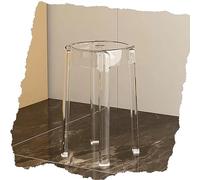 Taburetes modernos de acrílico transparente de 18 pulgadas de altura, silla de comedor sin brazos para cocina, bar, diseño sin respaldo en color transparente con opciones azul, marrón y rojo, 46 cm de