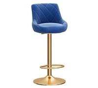 Taburetes modernos de barra de altura de barra | Asiento de terciopelo | Pierna de metal dorado | Cromo reposapiés y base para la barra de desayuno Toturos de barras para el hogar (rosa, 1pc) (azul)