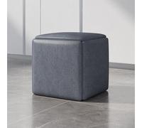 Taburetes otomanos 5 en 1 con ruedas giratorias, otomana cuadrada de cuero gris oscuro para sala de estar y dormitorio
