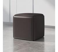 Taburetes otomanos 5 en 1 con ruedas giratorias, otomana cuadrada de cuero marrón oscuro para sala de estar y dormitorio