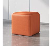 Taburetes otomanos 5 en 1 con ruedas giratorias, silla cuadrada de piel, otomana, color naranja, grande para sala de estar y dormitorio