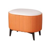 Taburetes Ovalados Pequeños Bajos Taburete Para Sofá Con Cojín De Asiento Suave,Banco Para Cambiarse Los Zapatos En La Entrada Con Patas De Metal,Puf Bajo Para Descansar Los Pies(Orange+white)