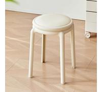 Taburetes Redondos De Bar De Plástico Taburete De Comedor De 46cm Apilable, Sillas De Bar Sin Respaldo, para Cocina Comedor Oficina Salón(White)