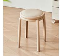 Taburetes Redondos De Bar De Plástico Taburete De Comedor De 46cm Apilable, Sillas De Bar Sin Respaldo, para Cocina Comedor Oficina Salón(Khaki)