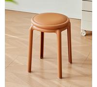 Taburetes Redondos De Bar De Plástico Taburete De Comedor De 46cm Apilable, Sillas De Bar Sin Respaldo, para Cocina Comedor Oficina Salón(Brown)
