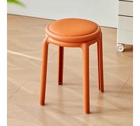 Taburetes Redondos De Bar De Plástico Taburete De Comedor De 46cm Apilable, Sillas De Bar Sin Respaldo, para Cocina Comedor Oficina Salón(Orange)