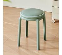 Taburetes Redondos De Bar De Plástico Taburete De Comedor De 46cm Apilable, Sillas De Bar Sin Respaldo, para Cocina Comedor Oficina Salón(Green)