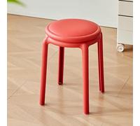 Taburetes Redondos De Bar De Plástico Taburete De Comedor De 46cm Apilable, Sillas De Bar Sin Respaldo, para Cocina Comedor Oficina Salón(Red)