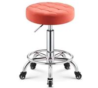 Taburetes redondos resistentes de piel sintética, altura ajustable, con ruedas, para spa, masaje, manicura, tienda, asiento más grande (rojo)