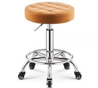 Taburetes redondos resistentes de piel sintética, altura ajustable, con ruedas, para spa, masaje, manicura, tienda, asiento más grande (naranja)