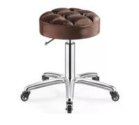 Taburetes redondos resistentes de piel sintética, altura ajustable, con ruedas, para spa, masaje, manicura, tienda, asiento más grande (marrón)