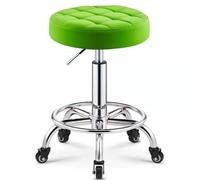 Taburetes redondos resistentes de piel sintética, altura ajustable, con ruedas, para spa, masaje, manicura, tienda, asiento más grande (verde)