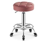 Taburetes redondos resistentes de piel sintética, altura ajustable, con ruedas, para spa, masaje, manicura, tienda, asiento más grande (morado)