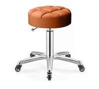 Taburetes redondos resistentes de piel sintética, altura ajustable, con ruedas, para spa, masaje, manicura, tienda, asiento más grande (naranja)