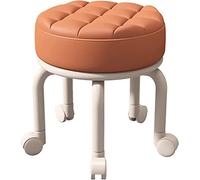 Taburetes rodantes, taburetes bajos con ruedas, taburetes pequeños pequeños, taburetes bajos en rodillos con ruedas giratorias de 360 °, silla de taburetes de asiento de cuero para la oficina