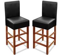 Taburetes set 2 madera imitación cuero negro 40x35,5x110cm