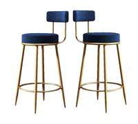 Taburetes Taburetes de Bar Juego de 2 Sillas Modernas con Altura for Mostrador de Desayuno con Reposapiés y Respaldo Asiento Tapizado for Isla de Cocina/Pub y Comedor Carga Máxima 150 Kg Comedor(Blu)