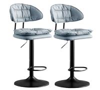 Taburos de Barra de Altura de Mostrador Juego de 1/2 con Espalda, Sillas Altas Giratorias de la Isla de Cocina Tapizada 62-82 Cm Ajustable, para Escritorio de Tocador, Mesa de Comedor, Sala de Estar