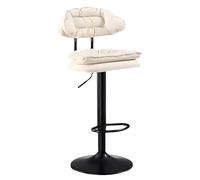 Taburos de Barra de Altura de Mostrador Juego de 1/2 con Espalda, Sillas Altas Giratorias de la Isla de Cocina Tapizada 62-82 Cm Ajustable, para Escritorio de Tocador, Mesa de Comedor, Sala de Estar