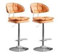 Taburos de Barra de Altura de Mostrador Juego de 1/2 con Espalda, Sillas Altas Giratorias de la Isla de Cocina Tapizada 62-82 Cm Ajustable, para Escritorio de Tocador, Mesa de Comedor, Sala de Estar