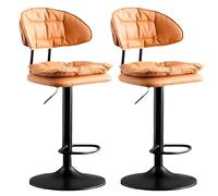 Taburos de Barra de Altura de Mostrador Juego de 1/2 con Espalda, Sillas Altas Giratorias de la Isla de Cocina Tapizada 62-82 Cm Ajustable, para Escritorio de Tocador, Mesa de Comedor, Sala de Estar