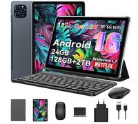 TABWEE T90 Tablet 11 Pulgadas con Teclado y Lápiz, Android 16 con Gemini AI, 24GB RAM + 128GB ROM (TF 2TB), Pantalla FHD, Batería 8000mAh, Widevine L1, Tablet 2 en 1 para Estudiar y Trabajar, GPS-Gris