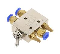 TAC2-41V Pneumatic Mechanical Valve 2 Position 5 Way 1/8" Self-Locking Toggle Lever with Fittings and Muffler(Tac2-41v-pc6mm)