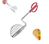 Taca de cáscara de taco de Kukyller, clips de panqueques de acero inoxidable V pinzas de tacos en forma de mango largo para la cocina