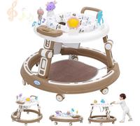 Tacata Bebe 5in1, Andador Bebes Plegable con Altura Música,Plegable Asiento Giratorio 360°, 6 Ruedas Silenciosas,Apto Para Niños y Niñas a Partir de 6 Meses,Marrón
