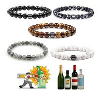 TACBSP Glame - Pulsera antialcohol para hombres y mujeres, para dejar de beber alcohol, manifestación de alcohol, hematita, pulsera ajustable para hombres y mujeres, regalos para aliviar la ansiedad y