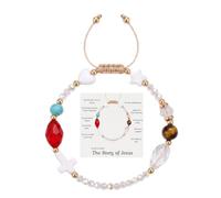TACBSP Pulsera de la historia de Jesús para mujer, pulsera de cuentas de | Pulsera trenzada hecha a mano, joyería religiosa cristiana, regalo