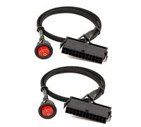 Tacdas 2X 24 Pines Hembra ATX PSU PC Fuente de AlimentacióN Probador de Arranque Up Jumper Cable con Interruptor de Encendido/Apagado, 50 cm