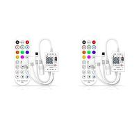 Tacdas 2X Controlador de Música WiFi Inteligente RGB para Tira de Luz LED + Control Remoto Por Infrarrojos 24 Teclas Inalámbricas para Tiras de Luces de Color