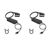 Tacdas 2X Convertidor de Euroconector A Convertidor de Audio Adaptador de Caja de Cable de Video Compatible con Adaptador de Conversión HD 1080P