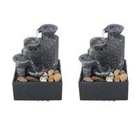 Tacdas 2X Oficina en Casa Escritorio Fuente PequeñA Adornos de Agua Que Fluye de La Suerte Decoración del Paisaje Regalos Artesanales