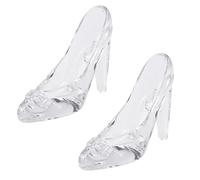Tacdas 2X Zapatos de Cristal Regalo de Cumpleaños de Cristal DecoracióN para El Hogar Cenicienta Zapatos de TacóN Alto Zapatos de Boda Figuras Miniaturas Ornamento