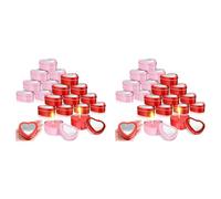 Tacdas 48 Latas de Metal en Forma de Corazón de 4 Onzas, Molde Vacío para Velas de Té, Caja en Forma de Corazón con Tapas de Ventana Transparentes, Recipientes para Velas de Lata