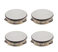 Tacdas 4X Regalo de Percusión Redonda de Tambor de Pandereta Musical de 7 Pulgadas para Fiesta de KTV