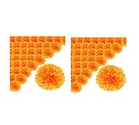 Tacdas Flores de Caléndula de 3.9 Pulgadas Flor Artificial del Día de Los Muertos 100 Piezas Cabeza de Flores de Caléndula Falsa para Hacer Guirnaldas de Caléndula