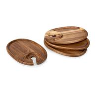 Tacdas Juego de 4 Platos de Aperitivos de Vino Picnic Time Platos de Cóctel de Madera Mini de Charcutería Fiestas de Vino y Queso