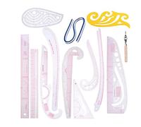 Tacdas Juego de Regla de Costura Regla de Curva Francesa de LíNea Juego de Corte de Almohadilla Herramienta de Costura Regla de Cuchillo de Corte de Curva Francesa Vara de Medir de